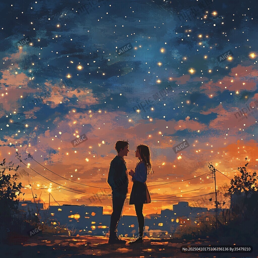 星空下的浪漫情侶