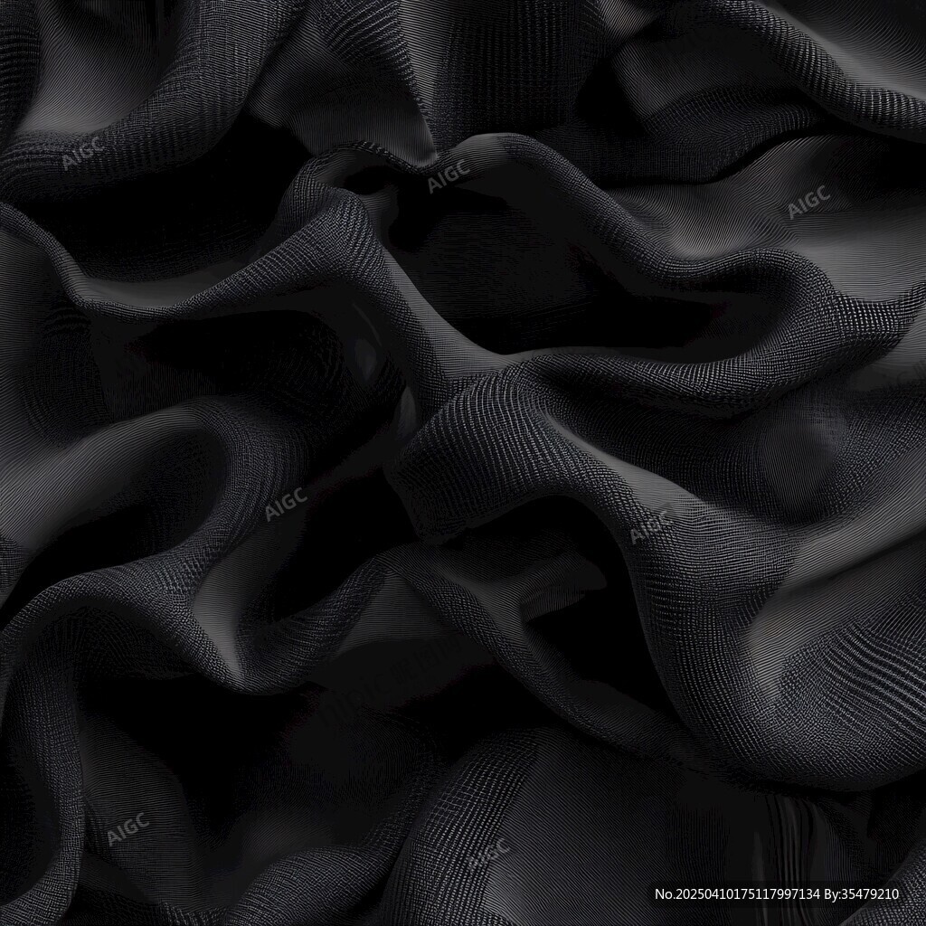黑色褶皺織物紋理特寫