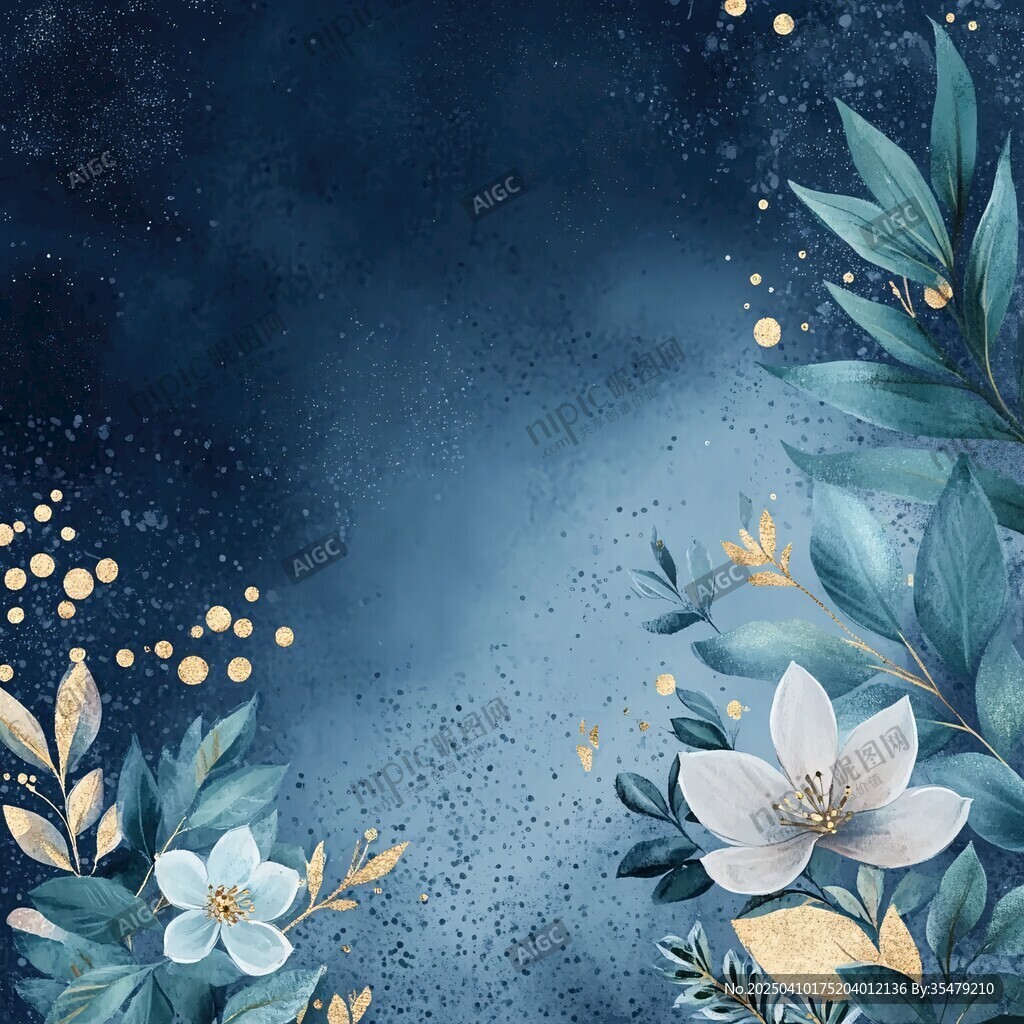 藍(lán)底花卉夢幻背景圖