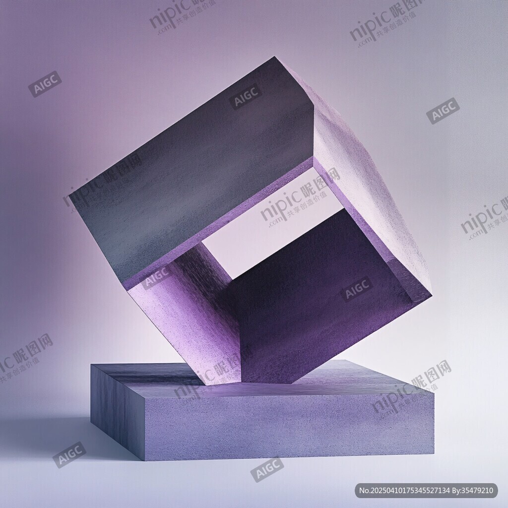 紫色立體幾何雕塑藝術(shù)