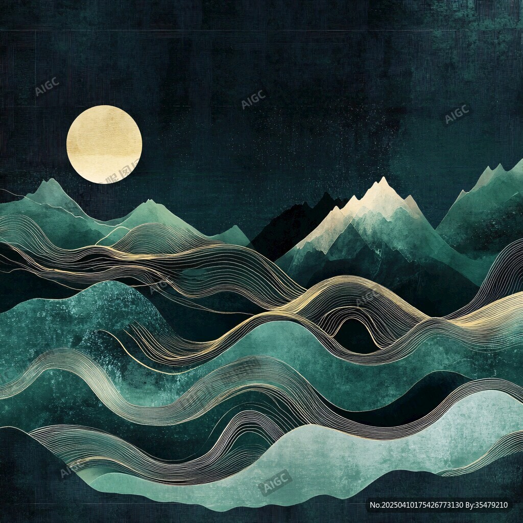 月夜山巒間的靈動波浪