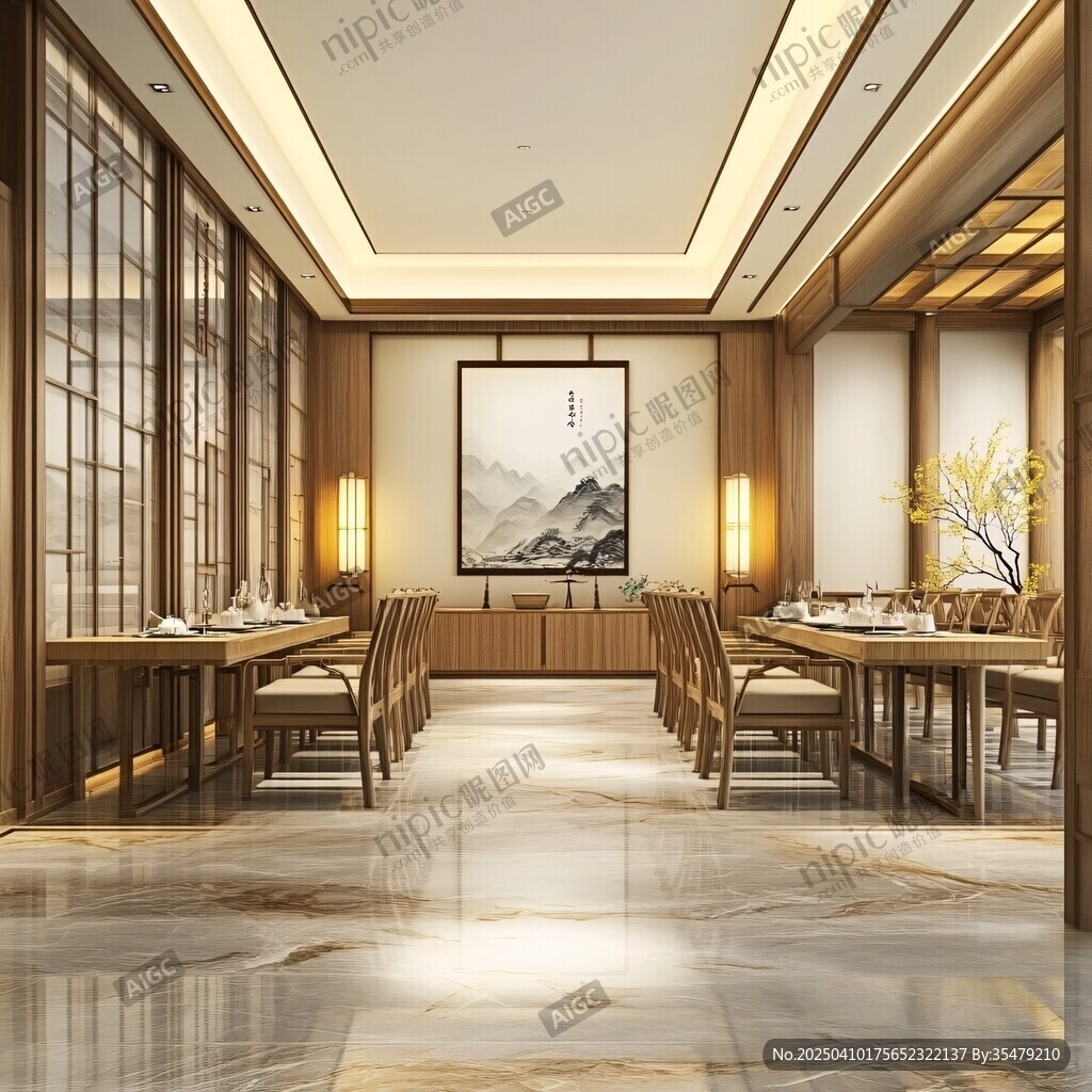 中式雅致餐廳室內(nèi)空間設(shè)計(jì)