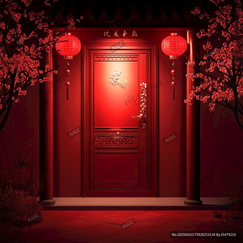 中式紅門迎新春景象