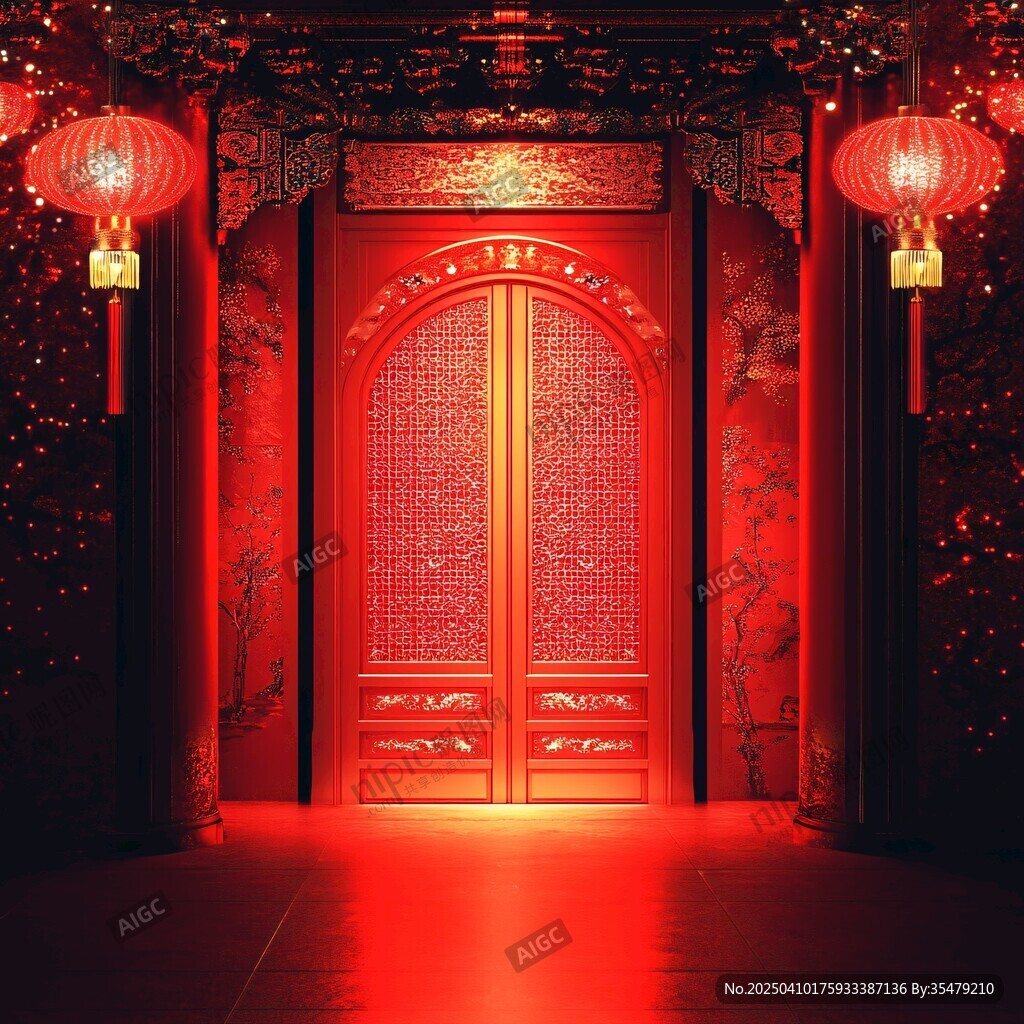 中式紅門喜慶場景布置