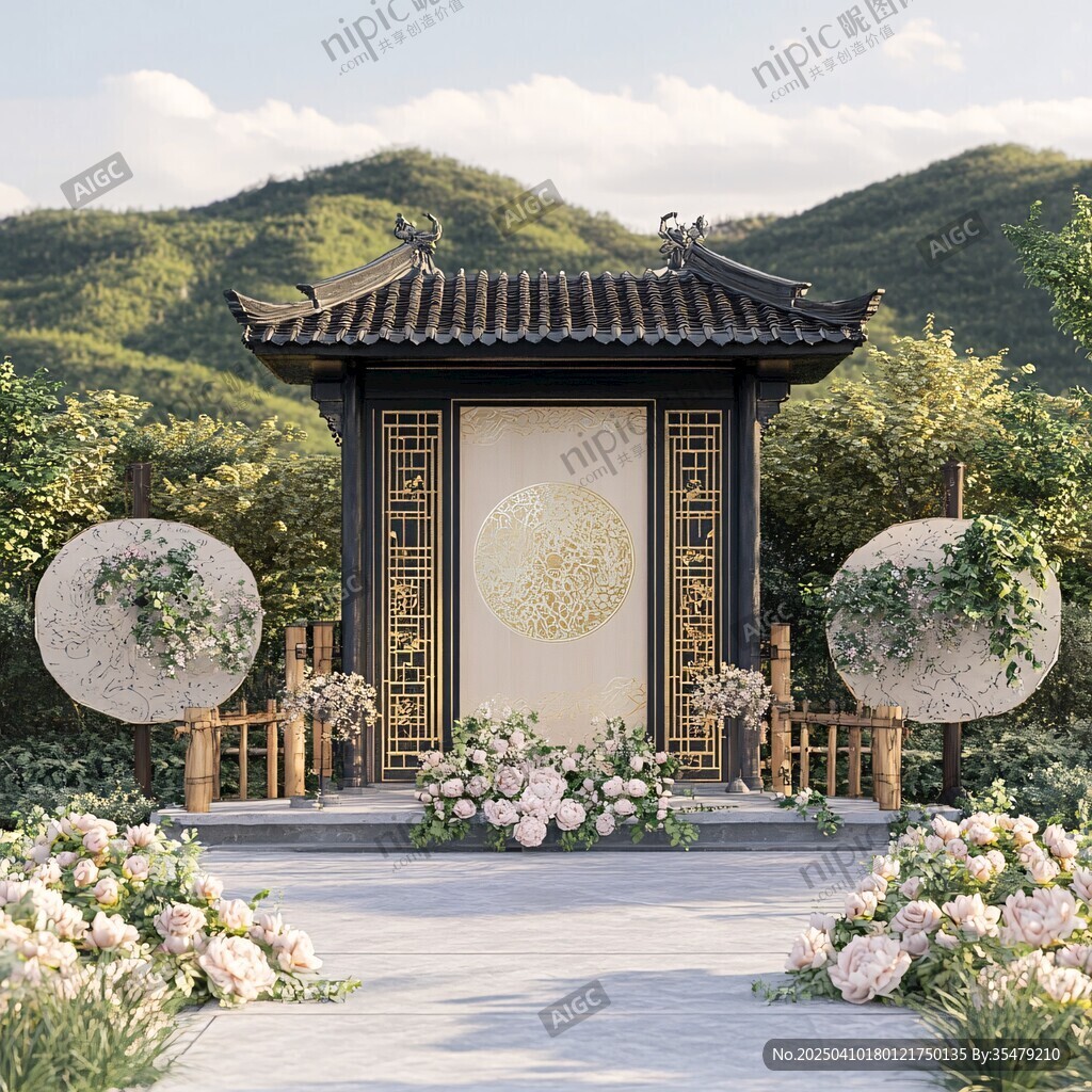 中式庭院浪漫婚禮場景