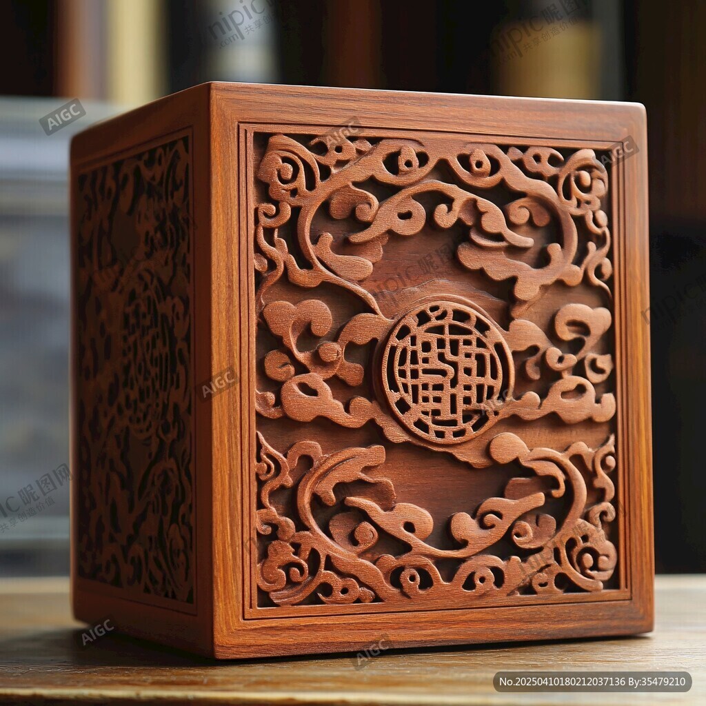 中式雕花木質(zhì)方盒