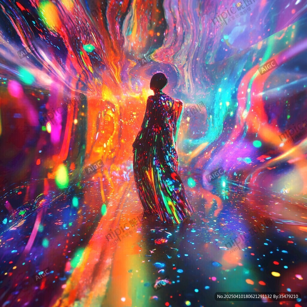 夢幻光影中獨站的神秘身影