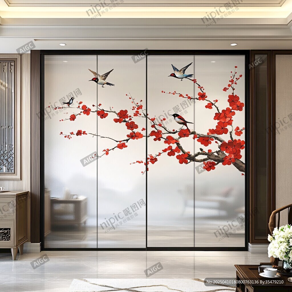 中式花鳥移門 雅致家居風