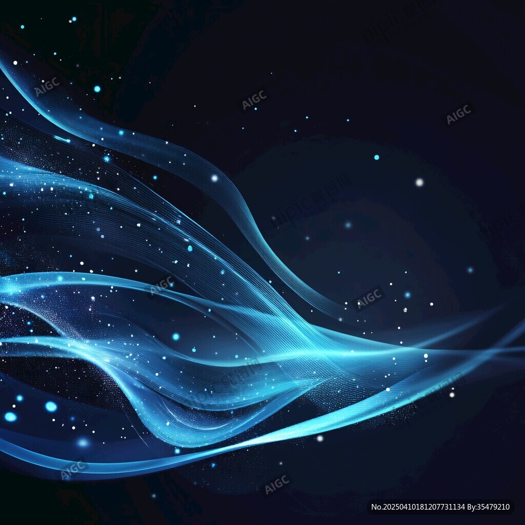 夢幻藍色光帶星空背景圖