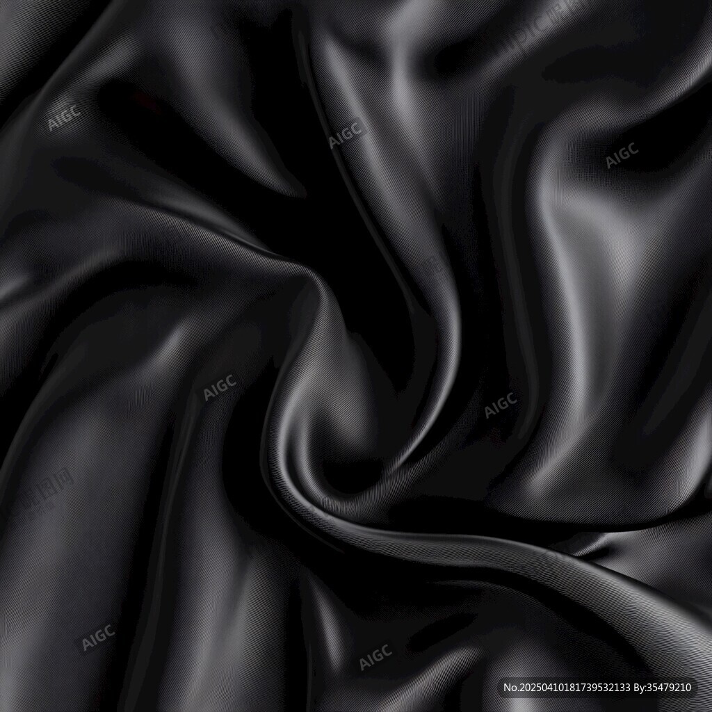 黑色綢緞的優(yōu)雅褶皺紋理