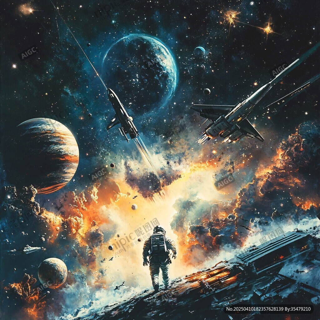 星際激戰中的孤獨宇航員