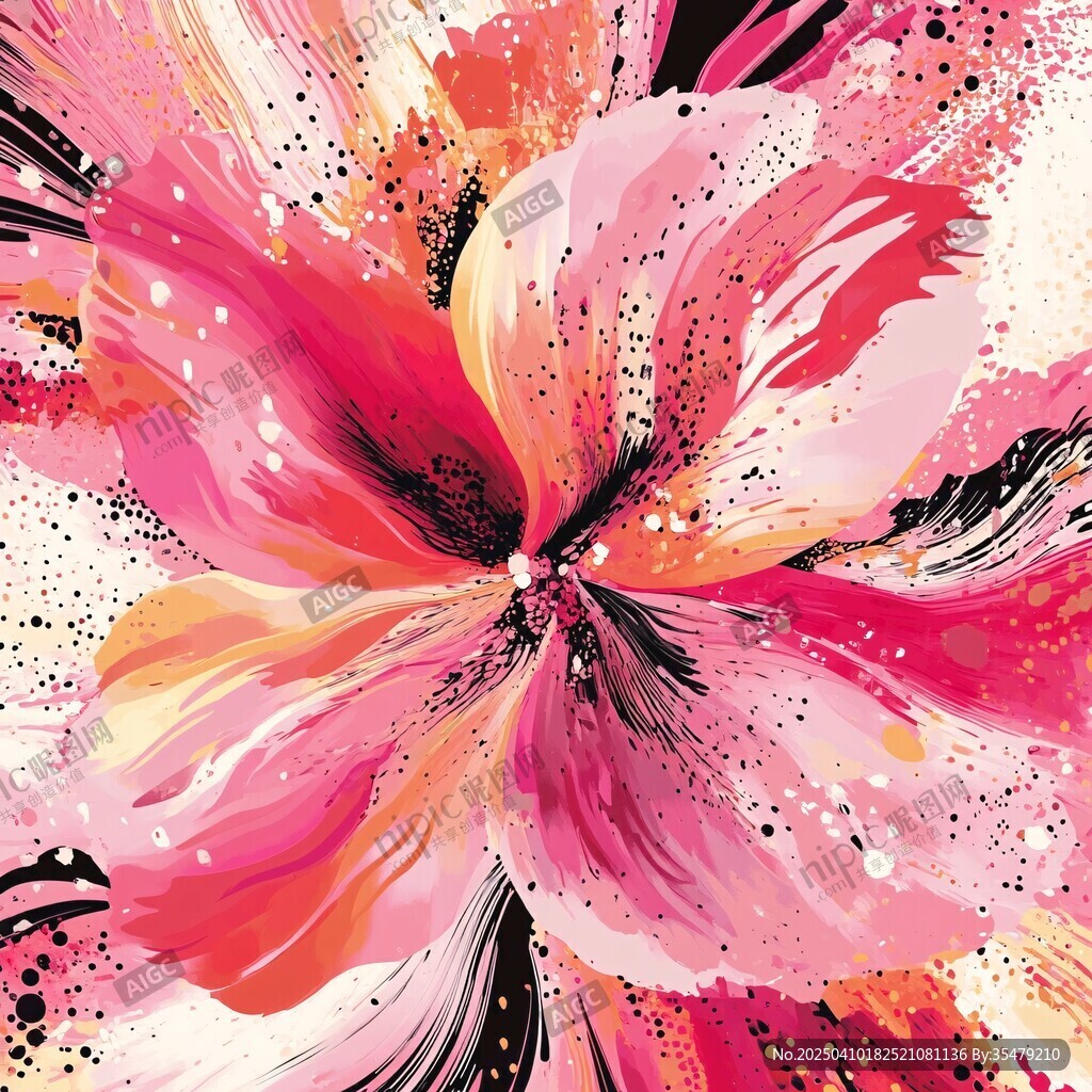 絢麗抽象花卉藝術畫作