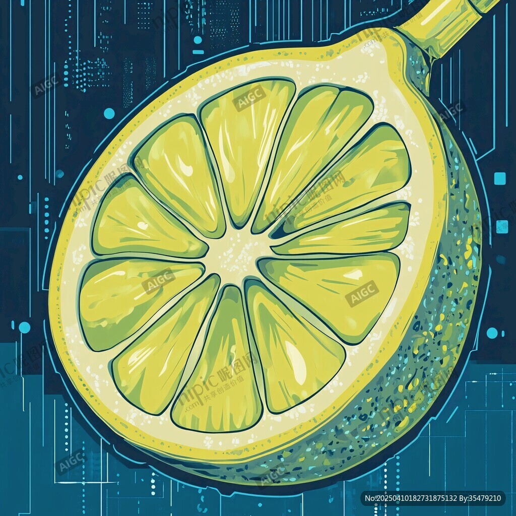 檸檬切片的科技風(fēng)插畫