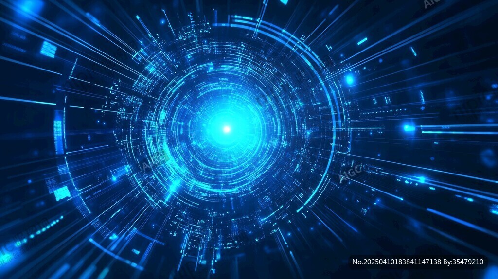 科技感藍色數字能量漩渦