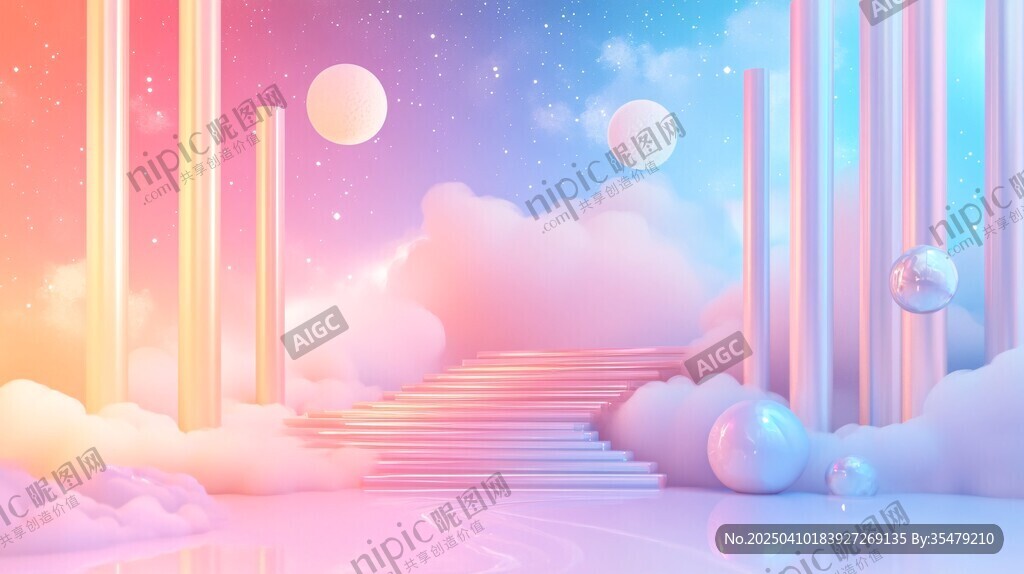 夢(mèng)幻云端階梯奇幻場(chǎng)景