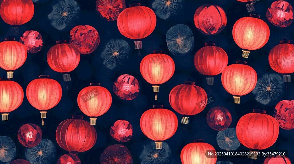 中式紅燈籠背景圖案