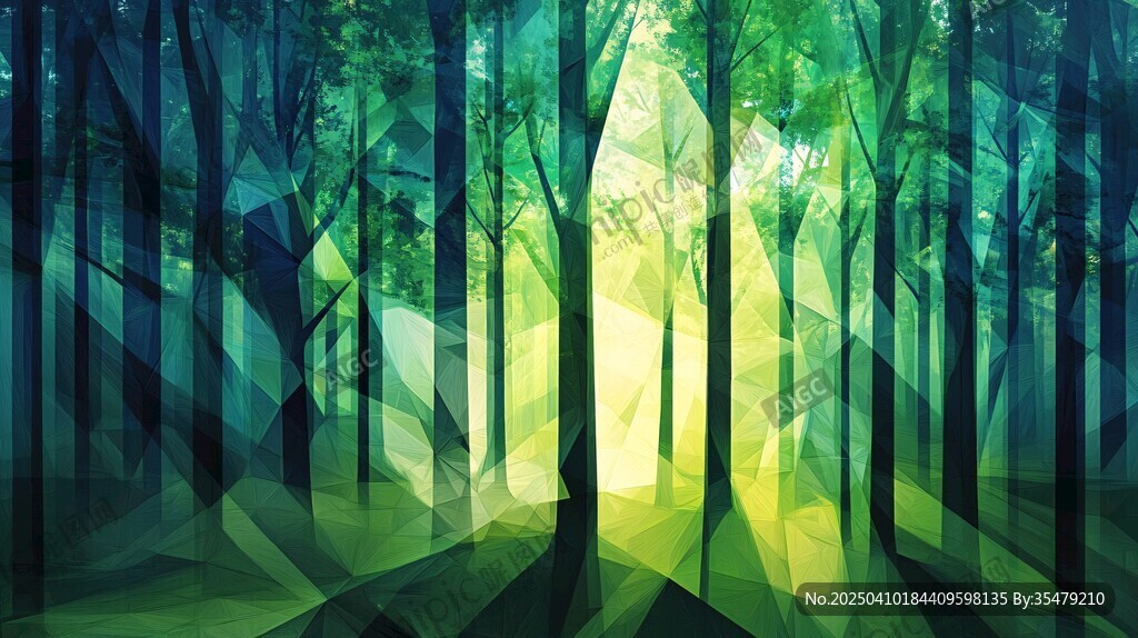 夢(mèng)幻幾何森林光影圖景