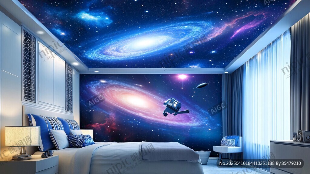 夢幻星空臥室墻面天花板裝飾