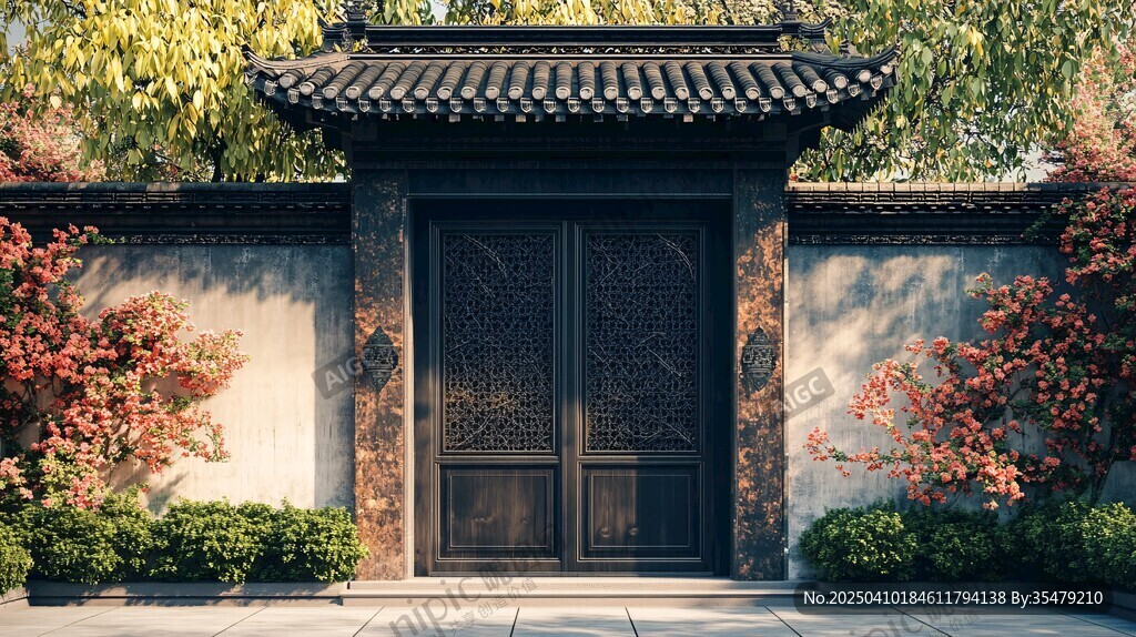 中式古典宅院大門景致