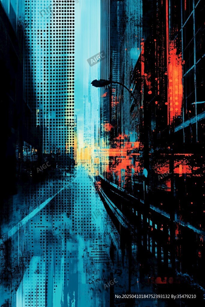 未來(lái)都市霓虹夜景幻想