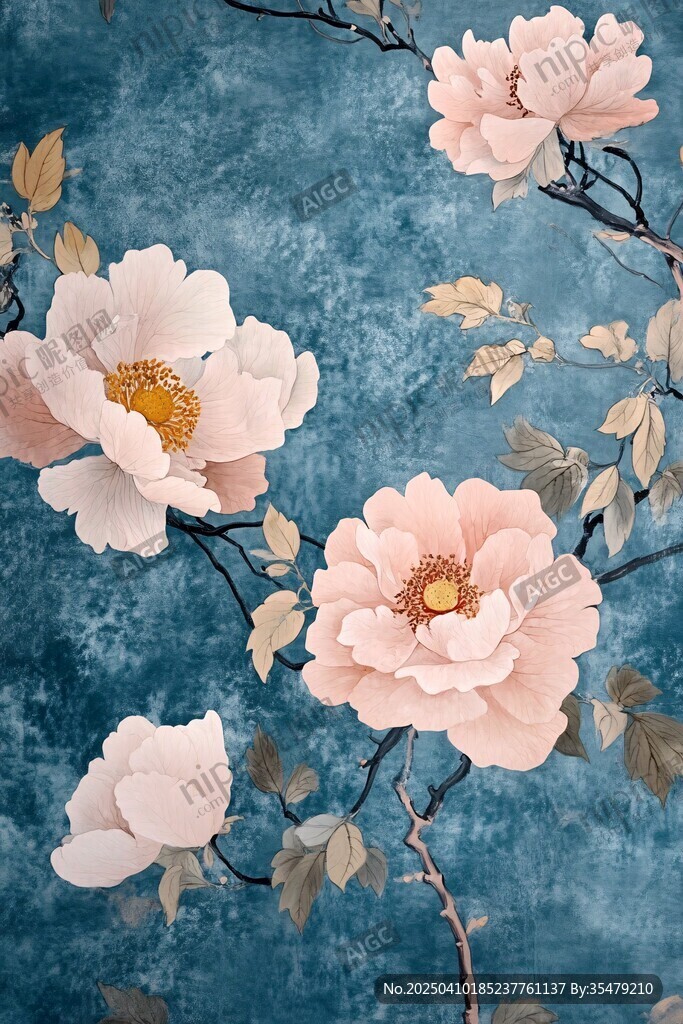 復(fù)古風(fēng)粉色花卉背景圖