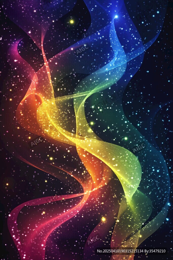 夢幻炫彩星空彩帶背景