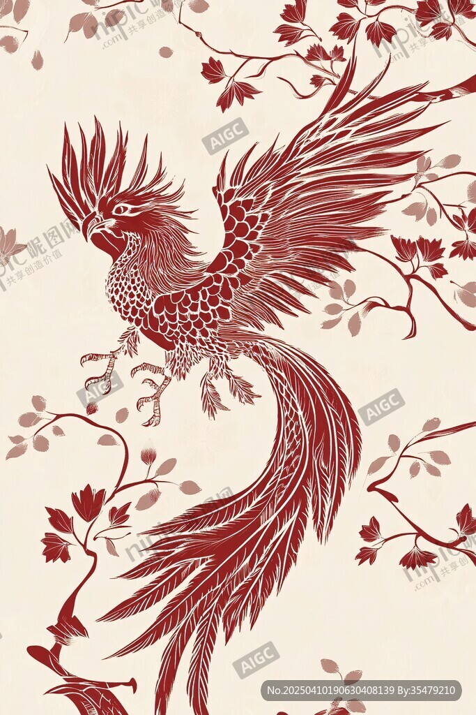 鳳凰花卉圖案設計