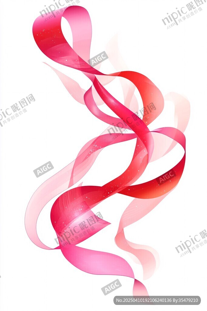 飄動的粉色絢麗絲帶