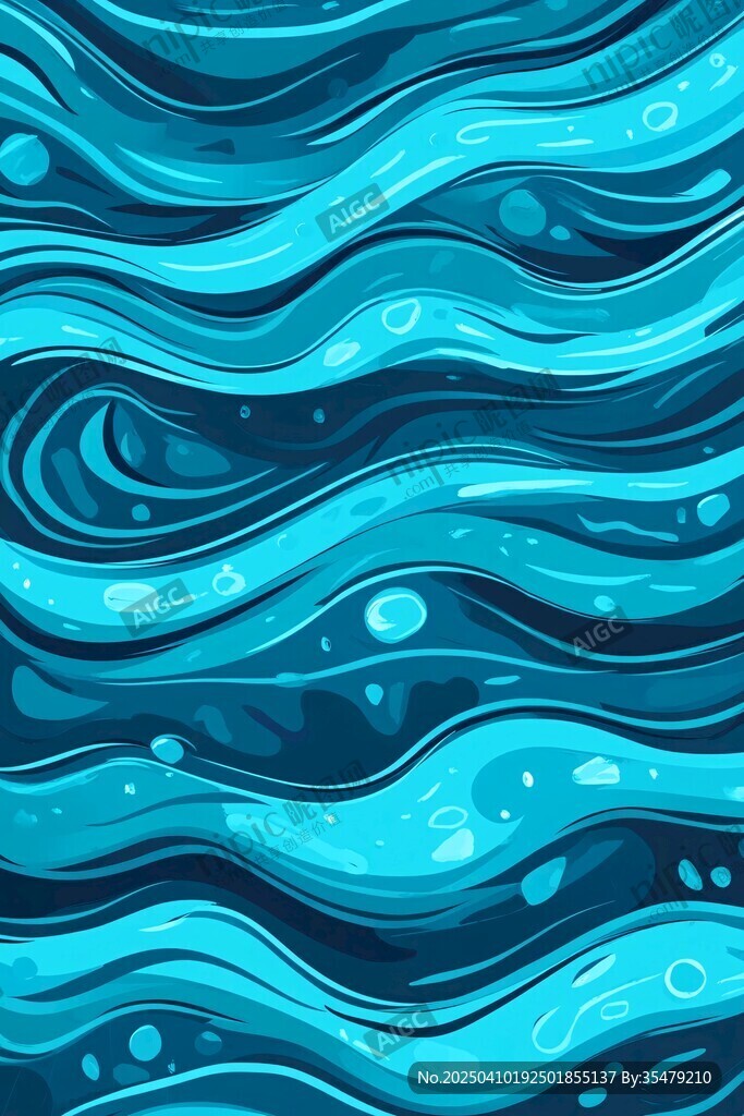 藍(lán)色海洋波浪無縫圖案