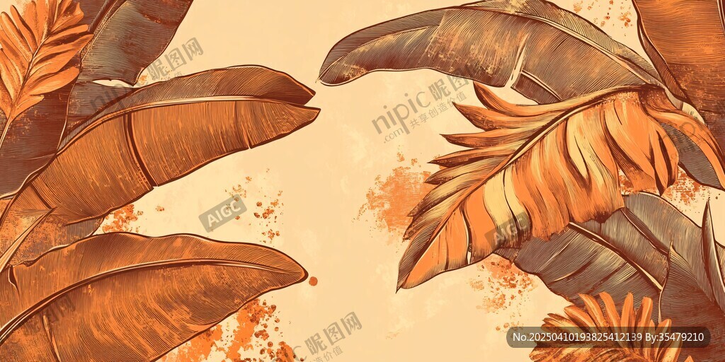 熱帶棕葉插畫(huà)背景圖