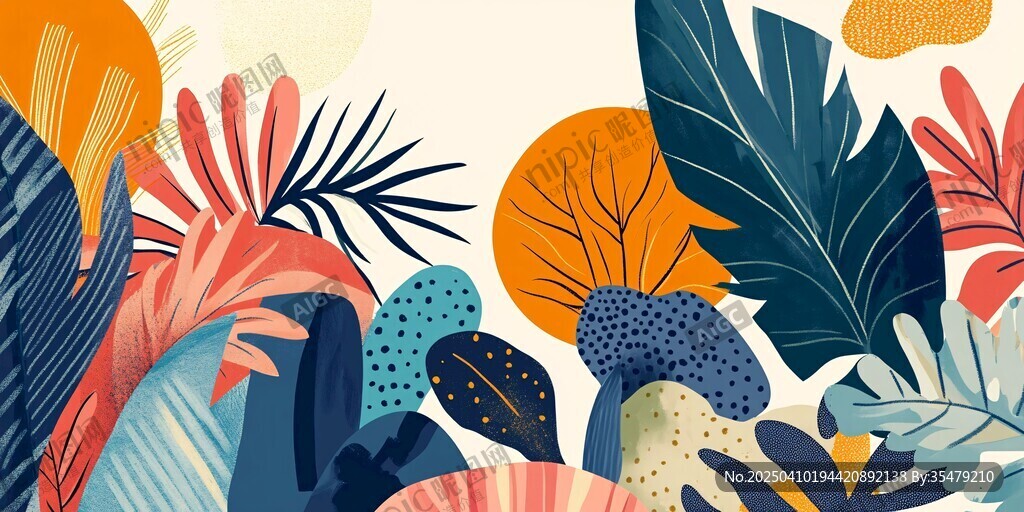 熱帶風情植物插畫