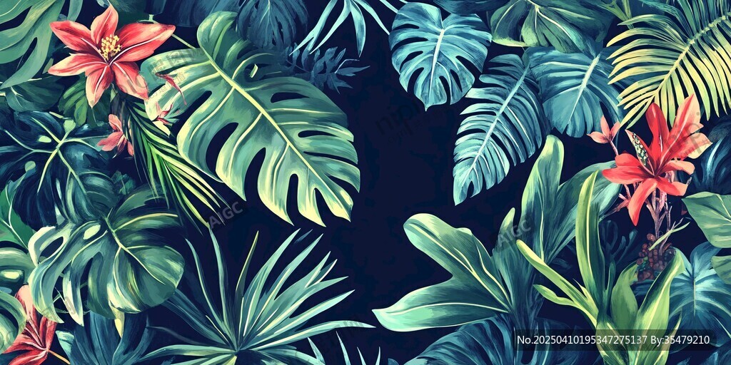 熱帶花卉植物背景圖案
