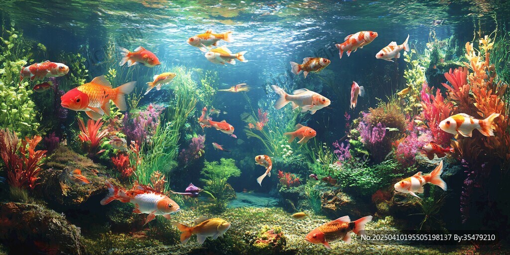 多彩水族館中的靈動(dòng)金魚