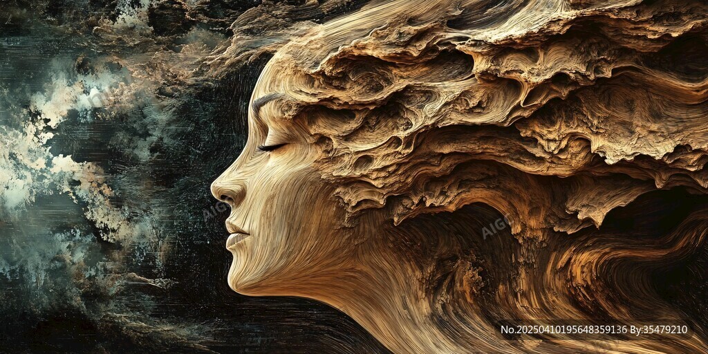 夢幻木質風格女性側臉