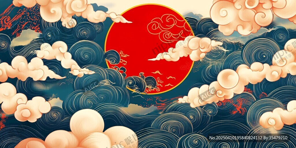 紅日云海 中式祥瑞圖景