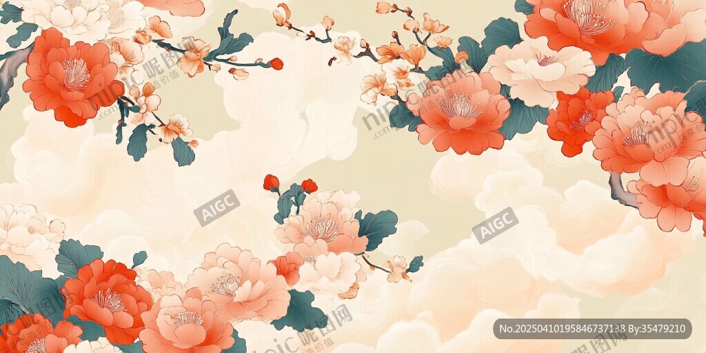 中式繁花錦簇古風(fēng)背景圖