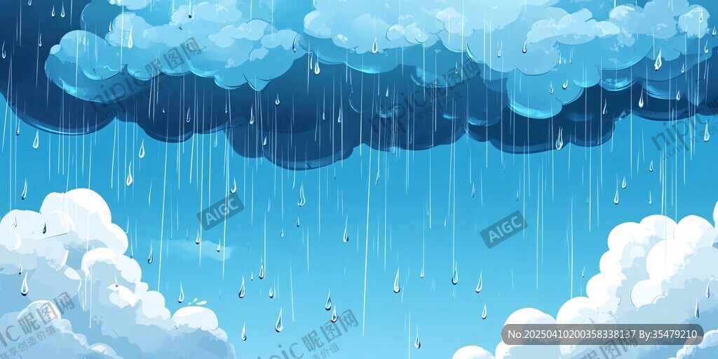 雨中夢幻天空插畫