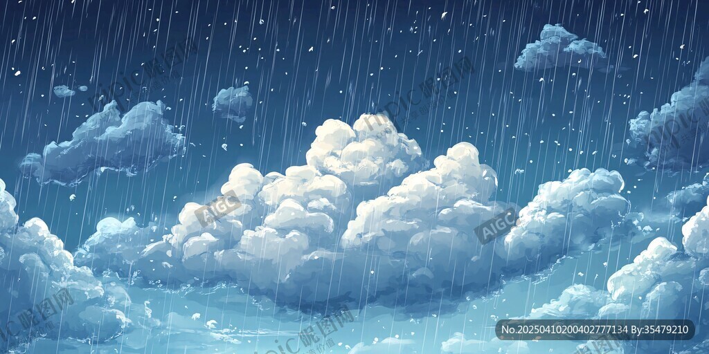 雨中云朵夢幻場景