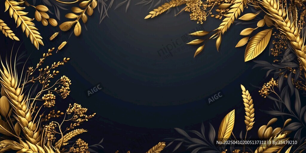 黑金麥穗邊框背景圖