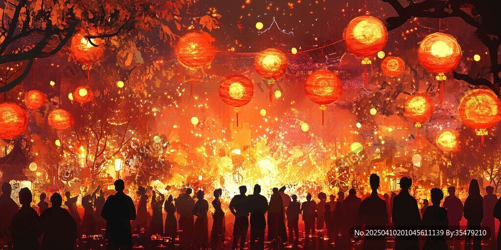 元宵燈會(huì)人群賞燈盛景