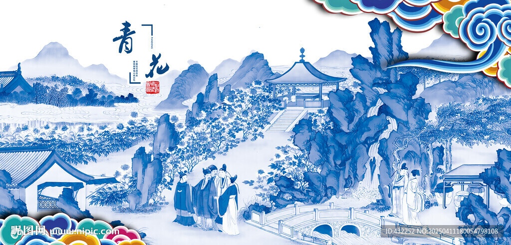 青花瓷山水畫