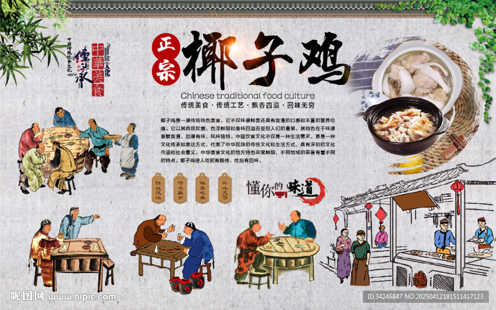 椰子雞背景墻