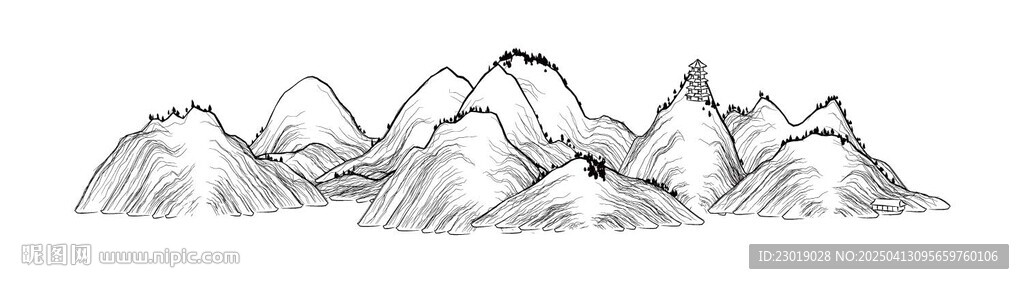 線描群山