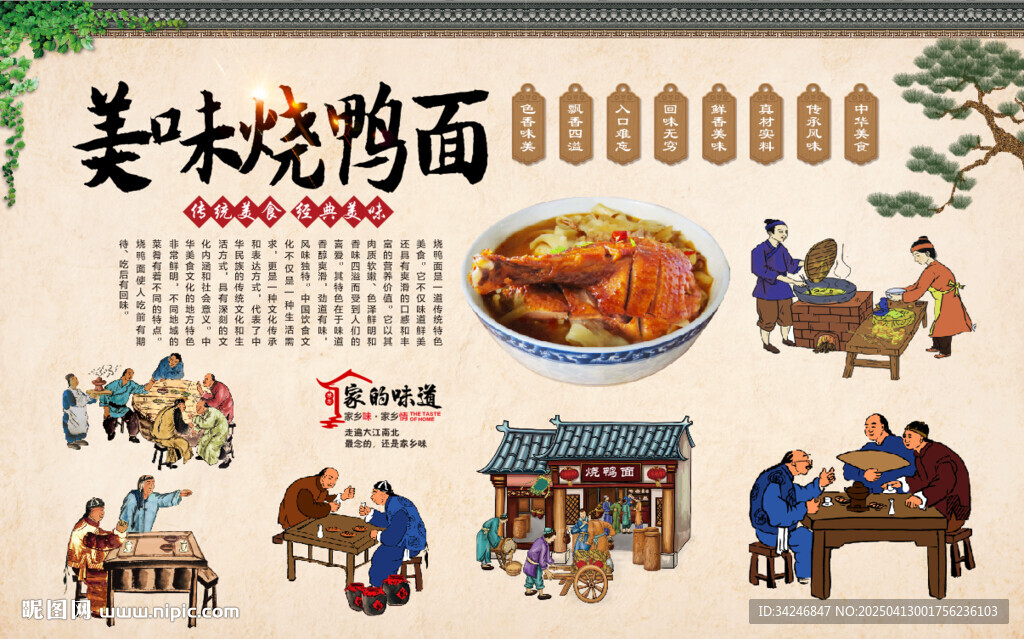 燒鴨面背景墻