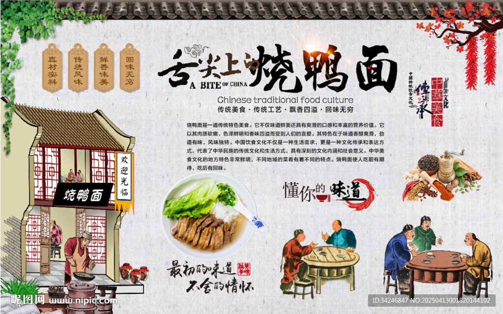 燒鴨面背景墻
