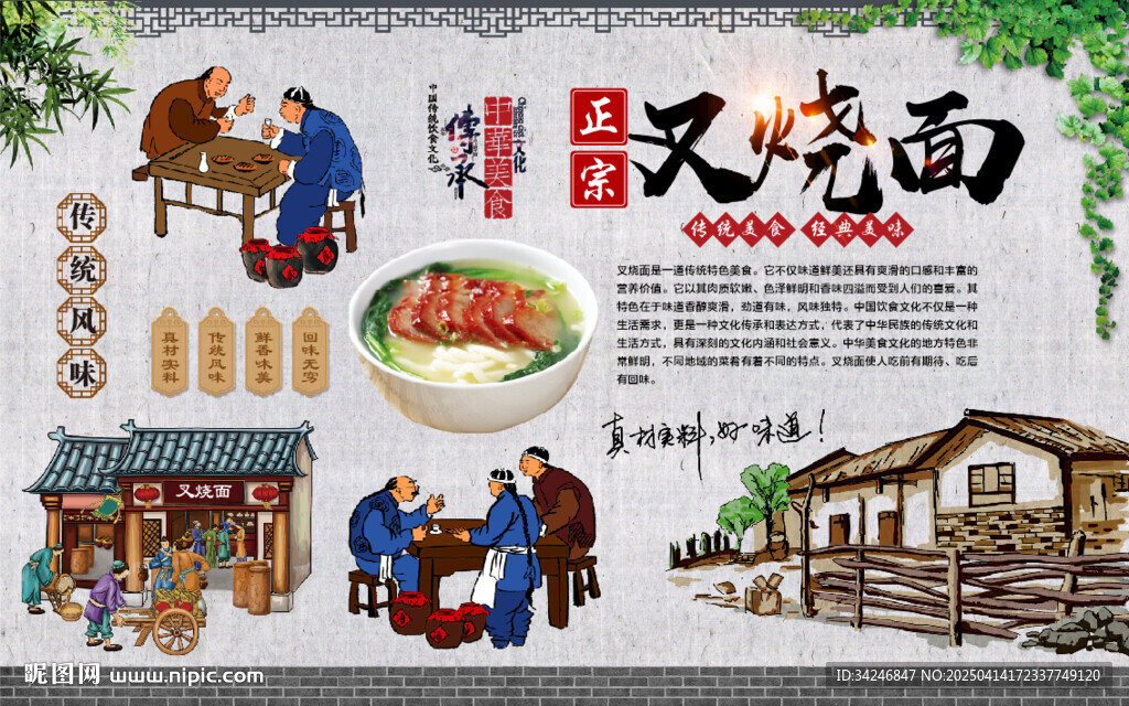 叉燒面背景墻