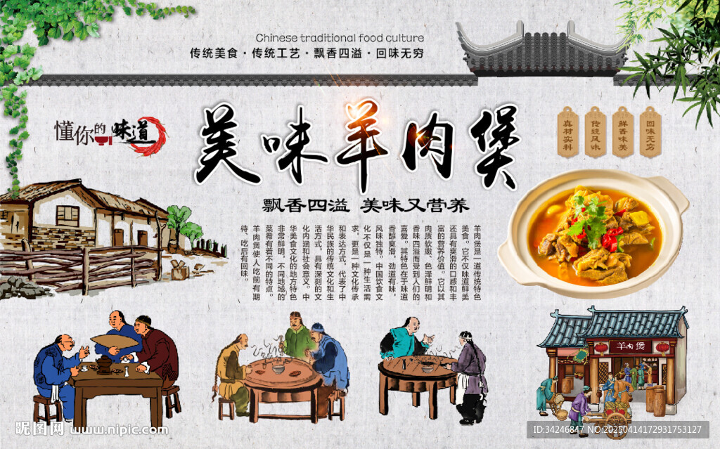 羊肉煲背景墻