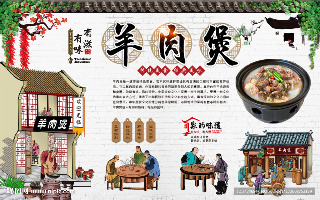 羊肉煲背景墻