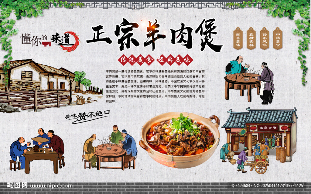 羊肉煲背景墻