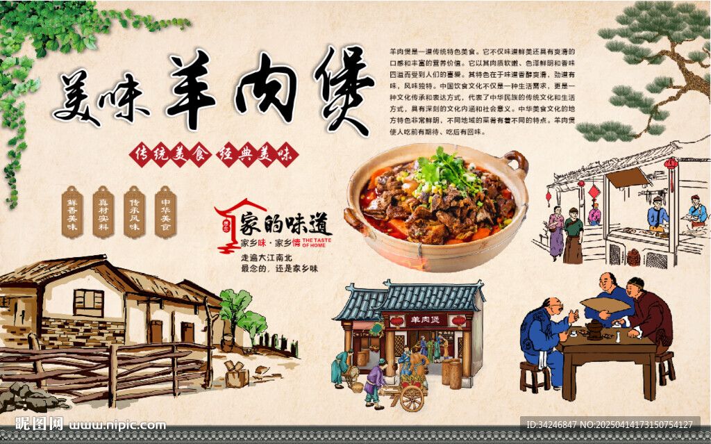 羊肉煲背景墻